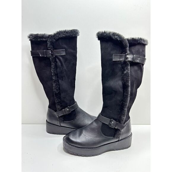 Wanted Faux Leather Fur Lined Winter Black Boots Size 7 New - Picture 1 of 9